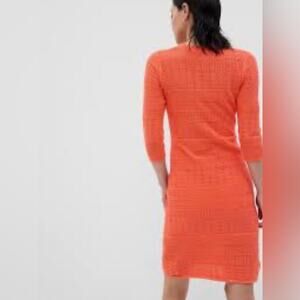 Gap Crochet Midi Coral Scoop Neck 3/4 Sleeves Cotton Dress Women’s Size XL